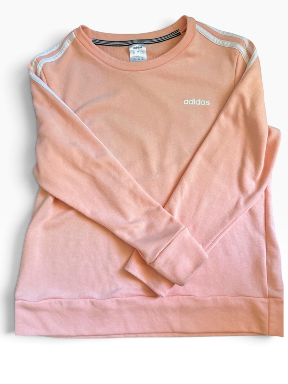 Adidas Climalite Peach Pink 3-Stripe Crewneck Sweatshirt Women’s Large